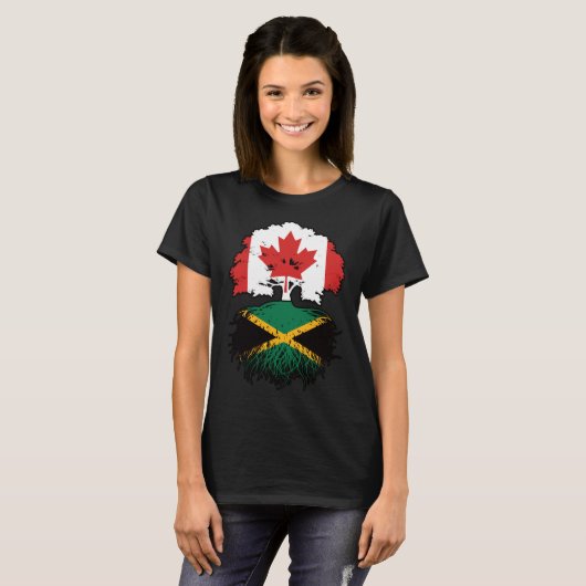 Jamaica Jamaican Canadian Canada Tree Roots Flag T-shirt (Voorkant volledig)
