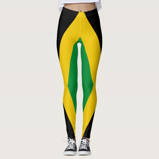 Jamaica Jamaican Flag Green Gold & Black Leggings (Voorkant)
