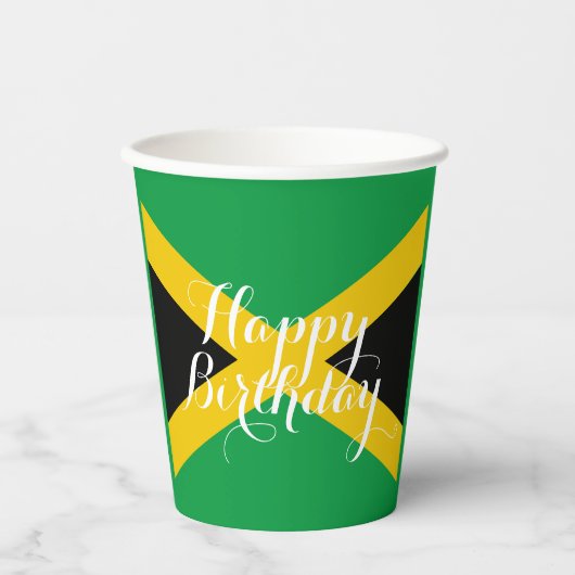 Jamaica Jamaican Flag Happy Birthday Papieren Bekers (Voorkant)