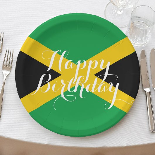 Jamaica Jamaican Flag Happy Birthday Papieren Bordje