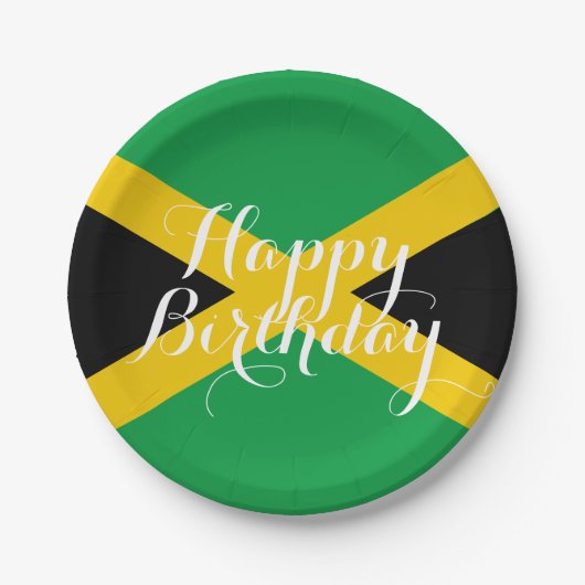 Jamaica Jamaican Flag Happy Birthday Papieren Bordje (Voorkant)