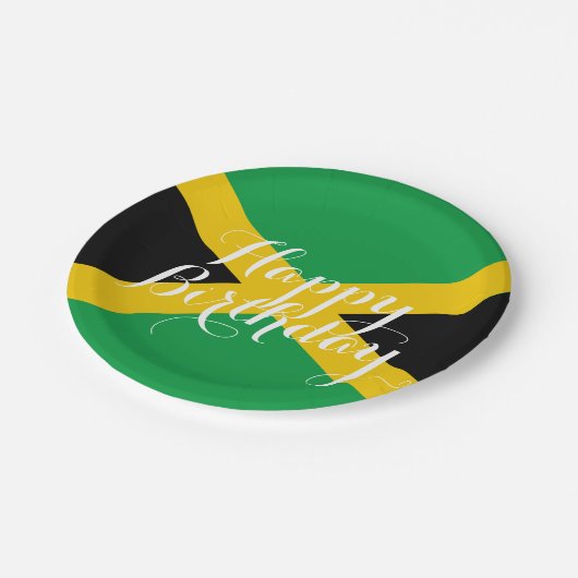 Jamaica Jamaican Flag Happy Birthday Papieren Bordje (Gekanteld)