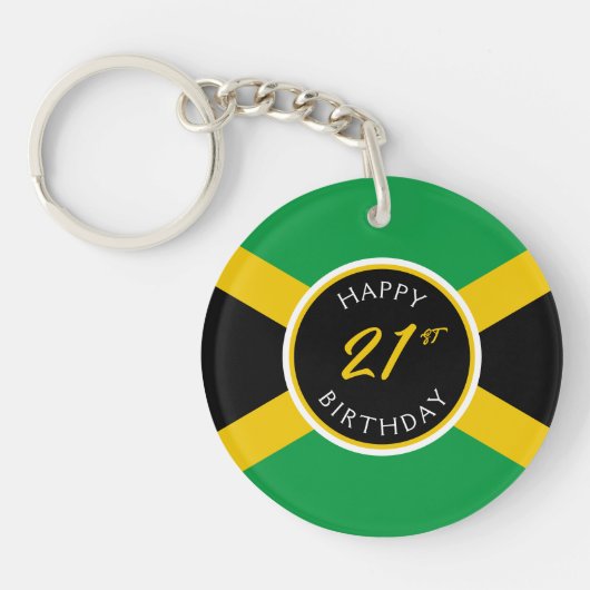 Jamaica Jamaican Flag Happy Birthday Sleutelhanger (Voorkant)
