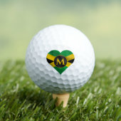 Jamaica Jamaican Flag Heart Name Monogram Initiaal Golfballen (Insitu Shirt)