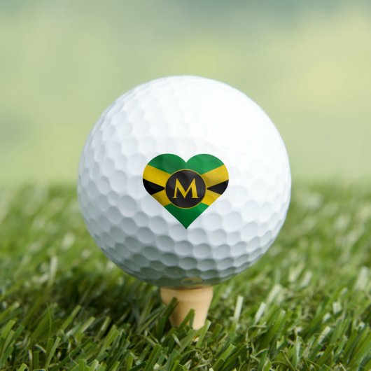 Jamaica Jamaican Flag Heart Name Monogram Initiaal Golfballen (Insitu Shirt)