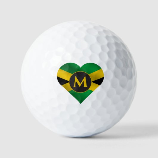 Jamaica Jamaican Flag Heart Name Monogram Initiaal Golfballen (Voorkant)