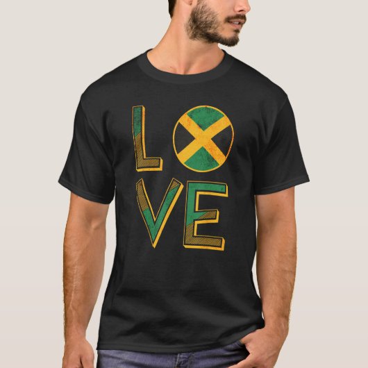 Jamaica Jamaican Flag Love Fan T-shirt (Voorkant)