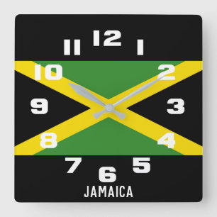 Jamaica Jamaican Flag Tropical Island Country Vierkante Klok