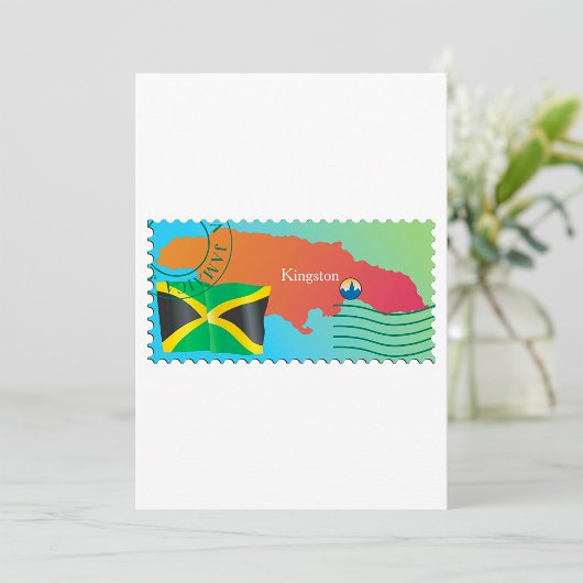 Jamaica Kaart Postzegel Stijl