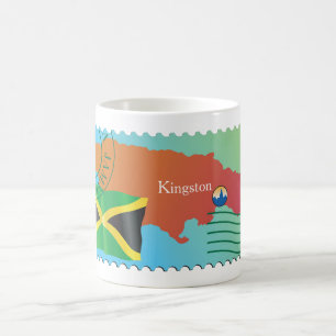 Jamaica Kaart Postzegel Stijl Koffiemok