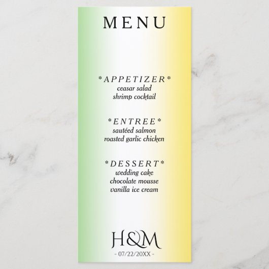 Jamaica Kleuren Ombre Jamaicaanse Bruiloft Recepti Menu (Voorkant)