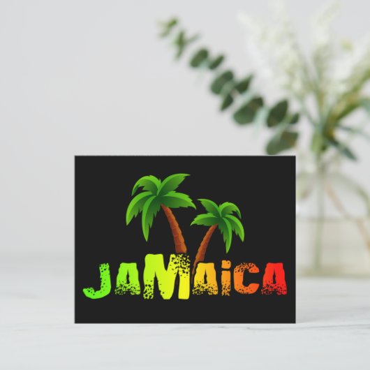 Jamaica kokosbomen kleurig briefkaart (Staand voorkant)