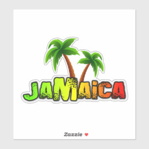 Jamaica kokosnoot bomen kleurrijk decimaal sticker