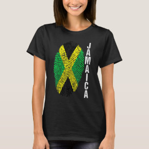 Jamaica Landen Vlag Vingerafdruk Grafische Mouw T-shirt