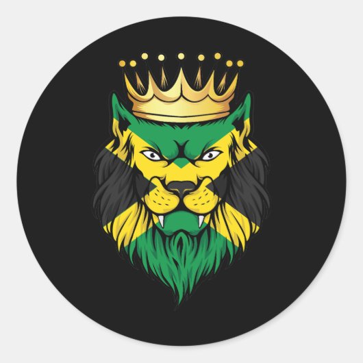 Jamaica Lion King Flag Ronde Sticker (Voorkant)