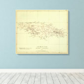 Jamaica Lithograded Map Canvas Afdruk (Insitu (Houten vloer))