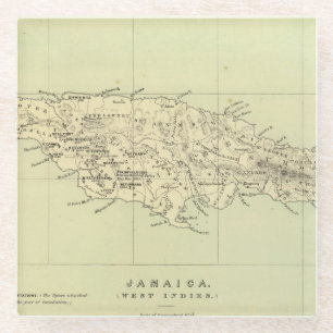 Jamaica Lithograded Map Glazen Onderzetter