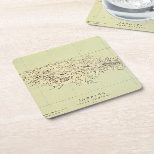 Jamaica Lithograded Map Kartonnen Onderzetters (Schuin)