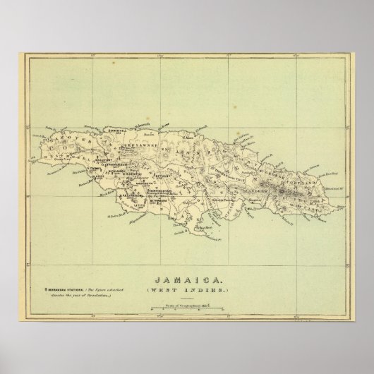 Jamaica Lithograded Map Poster (Voorkant)
