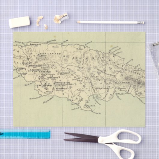 Jamaica Lithograded Map Tissuepapier (Craft)