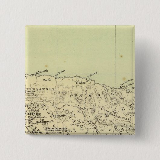 Jamaica Lithograded Map Vierkante Button 5,1 Cm (Voorkant)