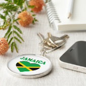 Jamaica Love Heart Jamaican Flag Sleutelhanger (Zijkant)