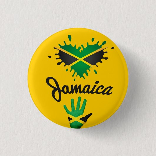 Jamaica Love Jah Rastafari Reggae Rasta Button (Voorkant)