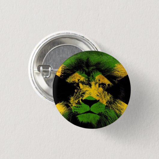 Jamaica Love Lion Rastafari Reggae Rasta Button (Voorkant /achterkant)