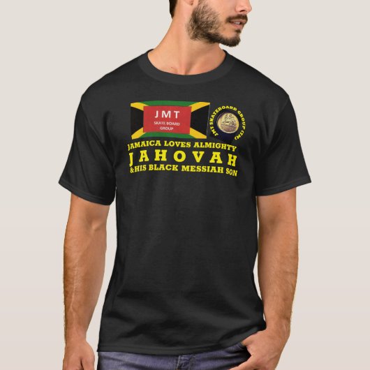 JAMAICA LOVES JAHOVAH Basic T-shirt donker (Voorkant)