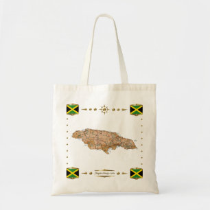 Jamaica Map + Flags Bag Tote Bag