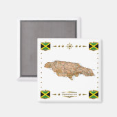 Jamaica Map + Flags Magnet (Voorkant / Achterkant)