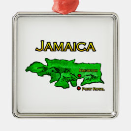 Jamaica Map (groen-geel-zwart) Metalen Ornament