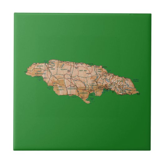 Jamaica Map Tile Tegeltje (Voorkant)