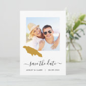 Jamaica Map Wedding Save the Date Kaart (Staand voorkant)