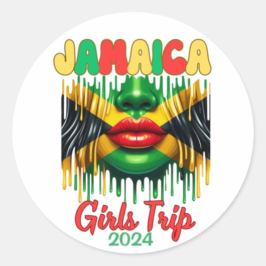Jamaica Meisjes Trip 2024 Tropical Beach Getaway Ronde Sticker (Voorkant)