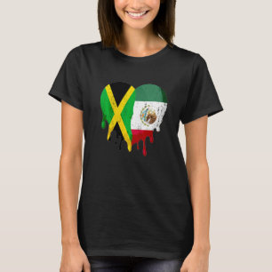Jamaica Mexico Vlag Hart Burger Opgegroeid Patriot T-shirt