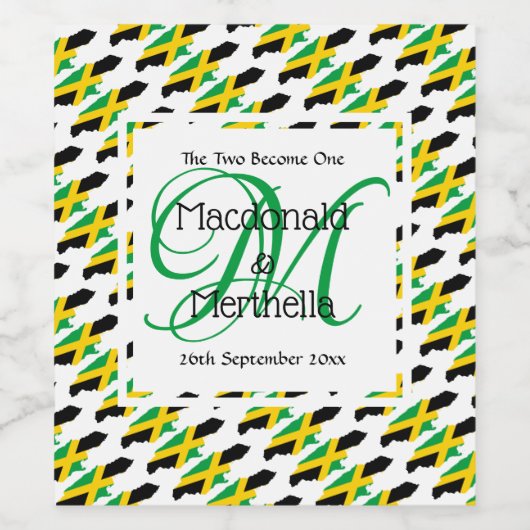 JAMAICA Monogram Custom Bruiloft Viering Bier Wijn Etiket (Enkel label)