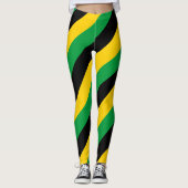 Jamaica National Flag Colors Diagonal Striped Leggings (Voorkant)
