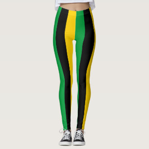 Jamaica National Flag Colors Vertical Striped Leggings