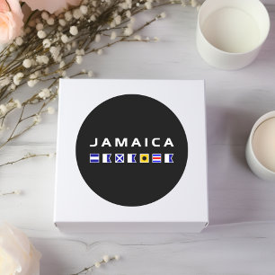 Jamaica Nautische Maritieme Zeilvlaggen Donkere kl Ronde Sticker