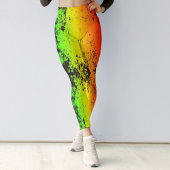 Jamaica Neon Rasta Colors Grunge Distress Leggings