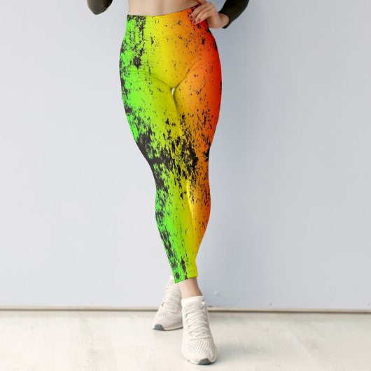 Jamaica Neon Rasta Colors Grunge Distress Leggings