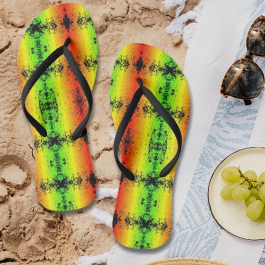 Jamaica Neon Rasta Colors Grunge Distress Teenslippers
