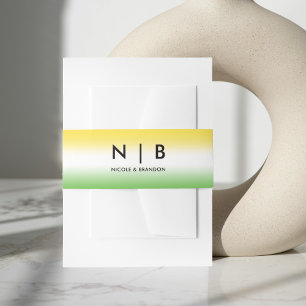 Jamaica Ombre Jamaicaanse Kleuren Monogram Bruilof Uitnodigingen Wikkel