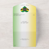 Jamaica Ombre Jamaicaanse Vlag Hart Foto Bruiloft All In One Uitnodiging (Buitenkant)