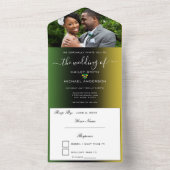 Jamaica Ombre Jamaicaanse Vlag Hart Foto Bruiloft All In One Uitnodiging (Binnen)