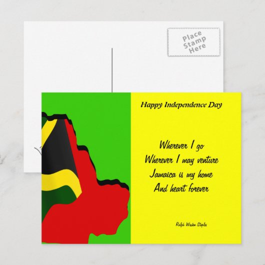 Jamaica onafhankelijkheidsdag briefkaarten waar ik (Voorkant / Achterkant)