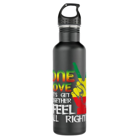Jamaica One Love Reggae Caribbean Music Pride Flag Waterfles (Voorkant)