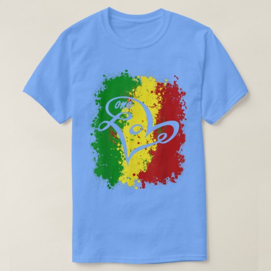 Jamaica One Love T Shirt Rasta Reggae Music Carib (Design voorkant)