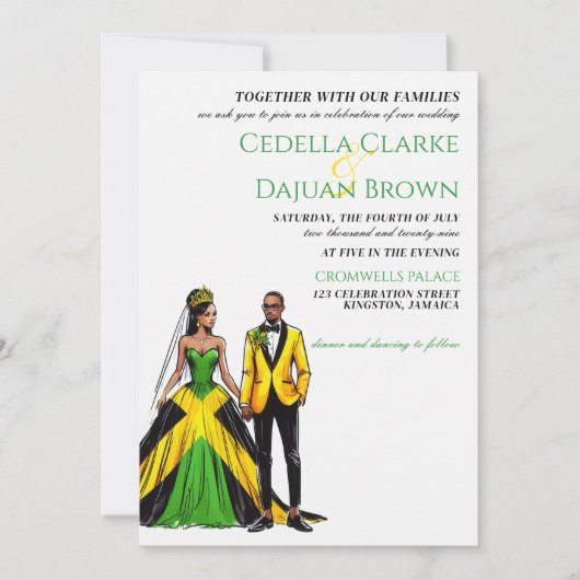 Jamaica paar bruiloft uitnodiging (Voorkant)